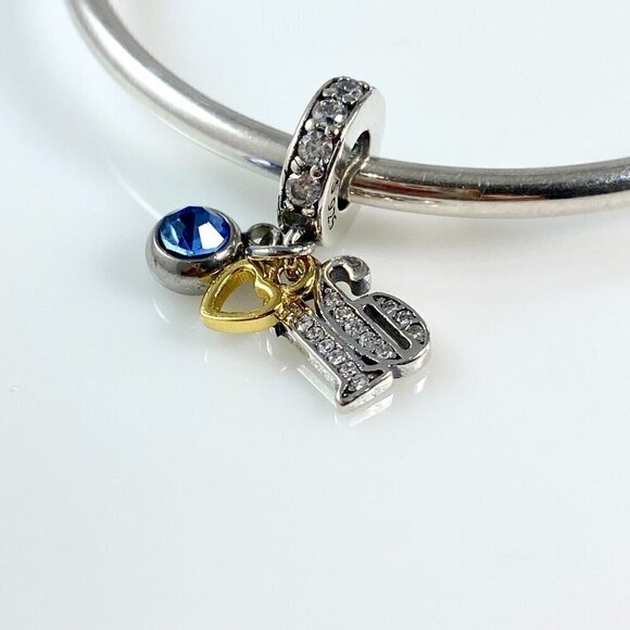 Sterling Silver 16th Birthday with Birthstone Dangle Charm - CUSTOMIZABLE - Picture 3 of 6